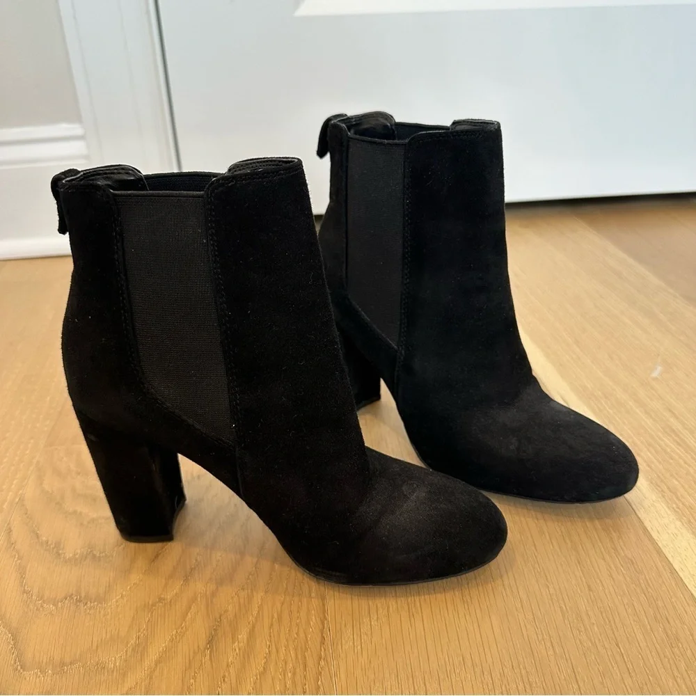 Sam Edelman Case Suede Block Heel Booties Short Ankle Boot Black Women’s 6.5